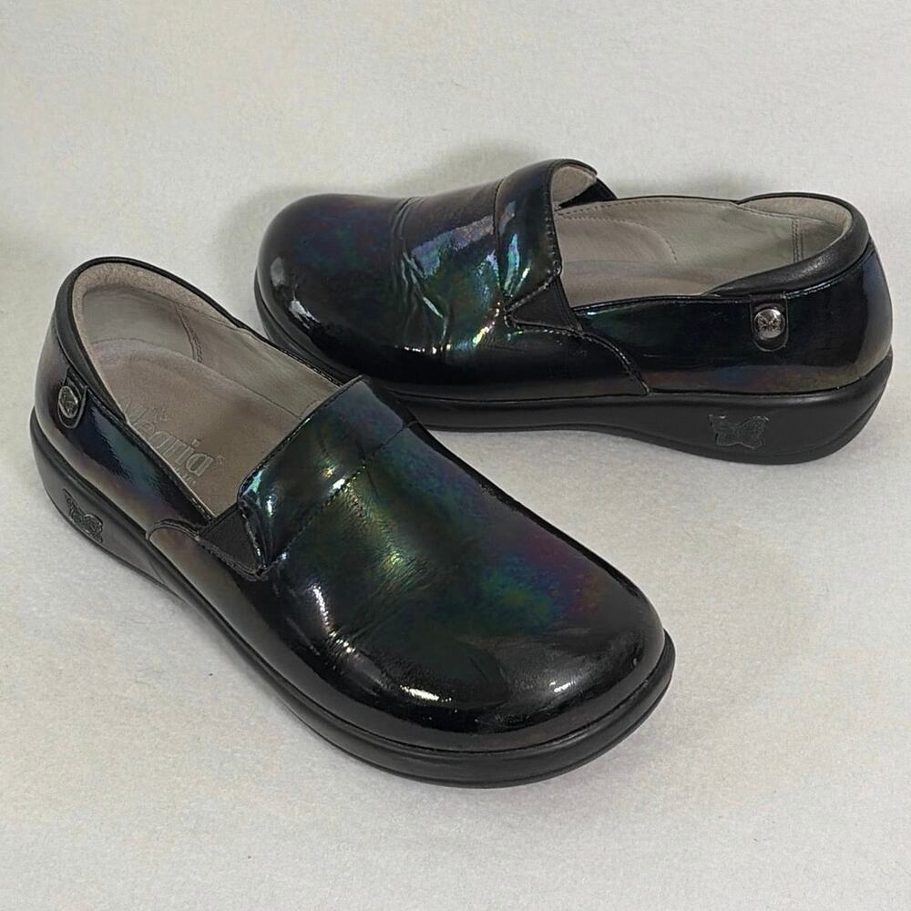 Alegria Clogs Women's EU 39 US 9 Black Metallic Rainbow Slip On Comfort Shoes